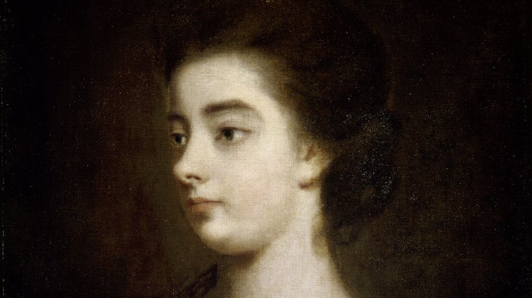 Portrait of Emma Vernon, by Sir Joshua Reynolds, post-conservation at Hanbury Hall, Worcestershire